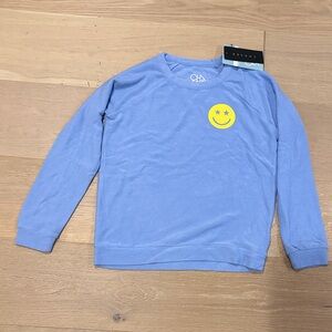 NWT Chaser Kids Blue Long Sleeve with Yellow Smiley Pullover size 10